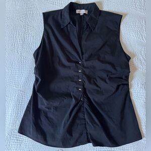 Philosophy Black Sleeveless Ruched Blouse
